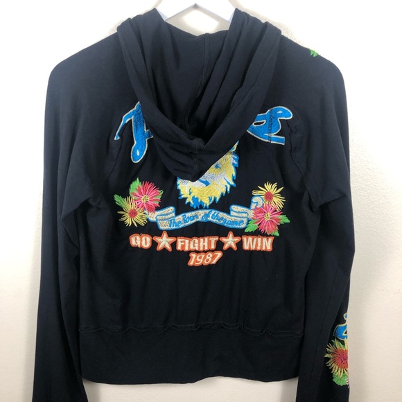 Johnny Was Embroidered Zip Up Black Hoodie Lions Baseball Team Spirit Medium - Picture 8 of 12